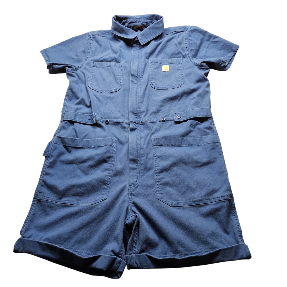 Carhartt Relaxed Fit Romper Jumpsuit Women L Blue Workwear Utility BS6906-W